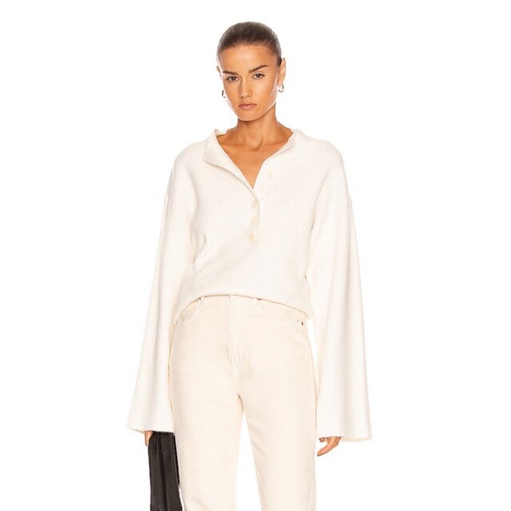 Marissa Webb Arie ribbed cashmere blend Henley sweater in ivory